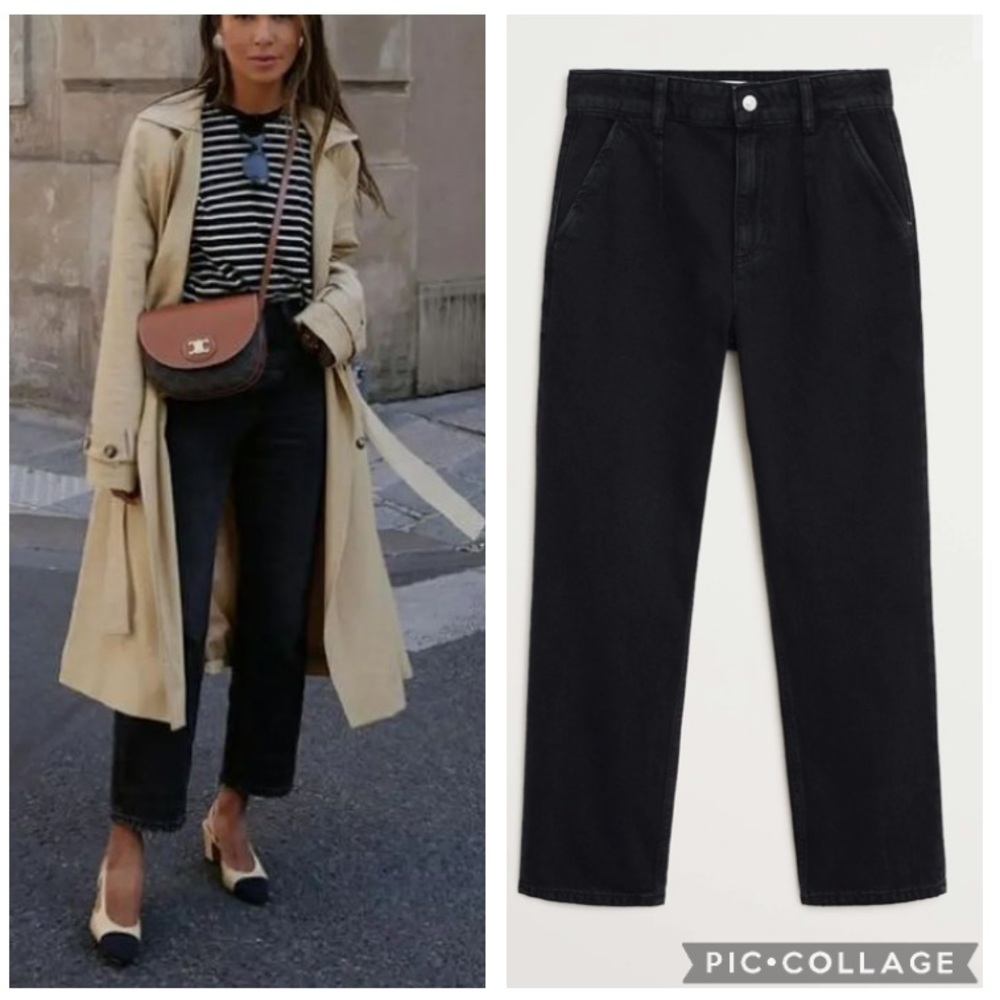 MANGO straight fit eco-wash black jeans blogger insta favorite